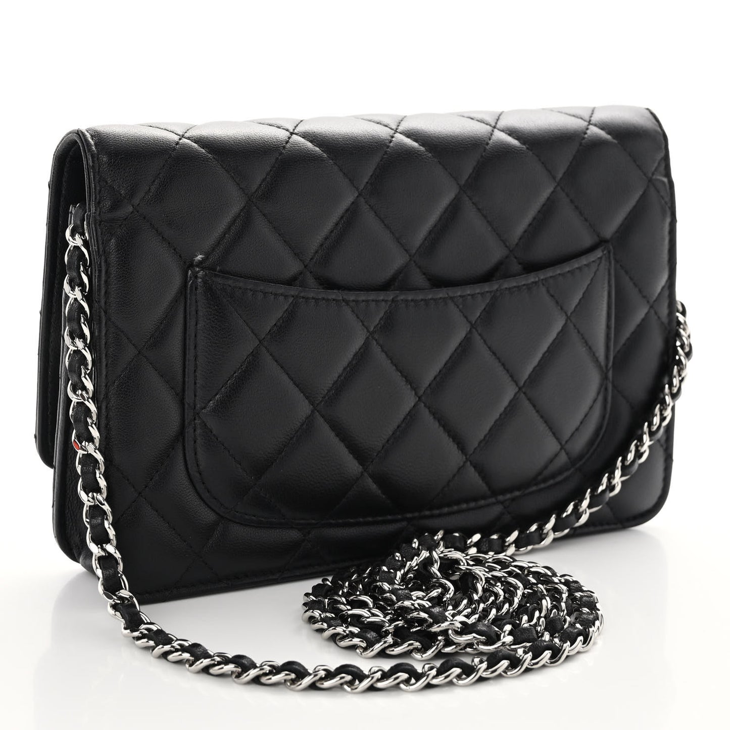 Lambskin Quilted Wallet On Chain WOC Black