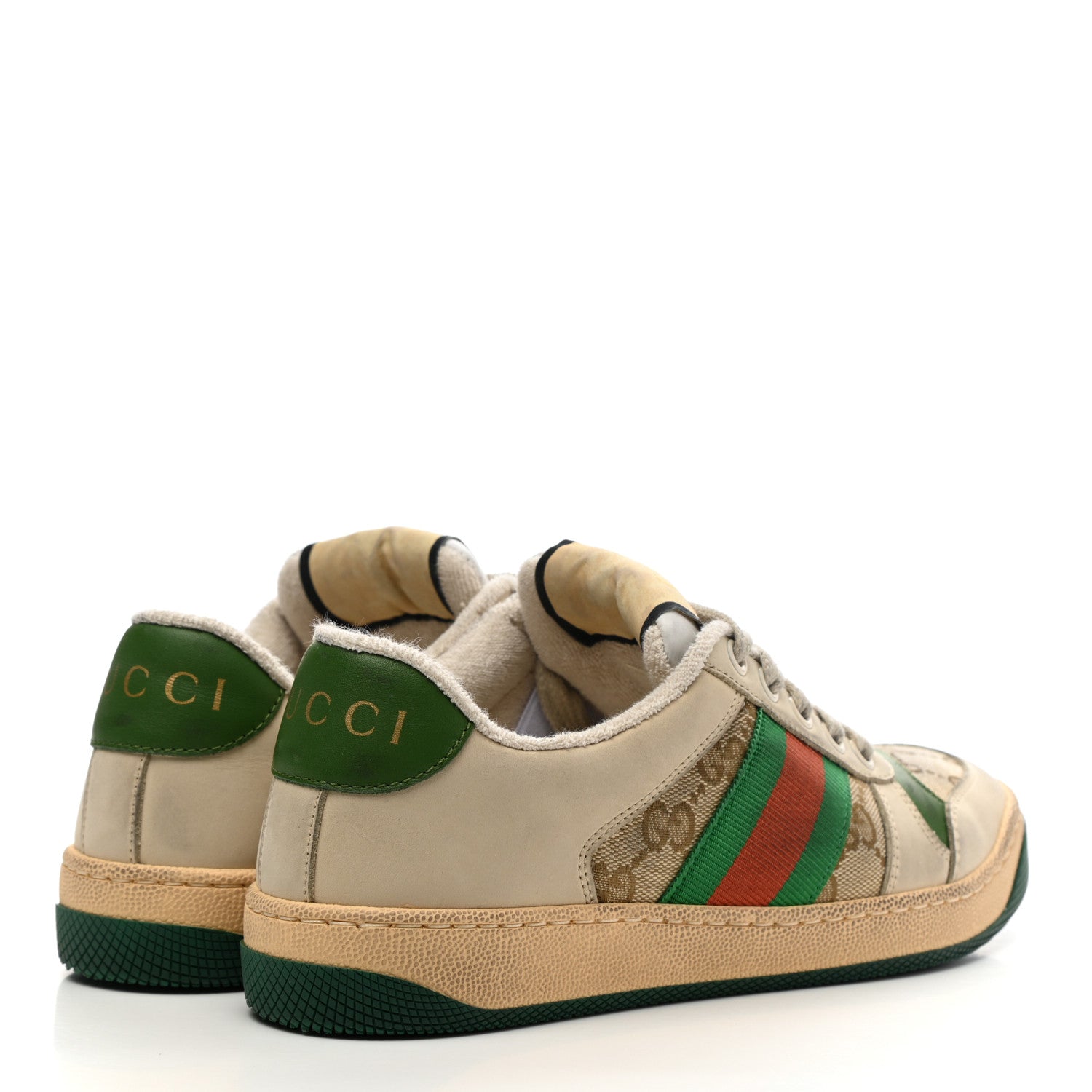Gucci GG Monogram Nubuck Web Womens Screener Sneakers 35.5 New Sand Dusty Milk Vintage Green 4 of 11