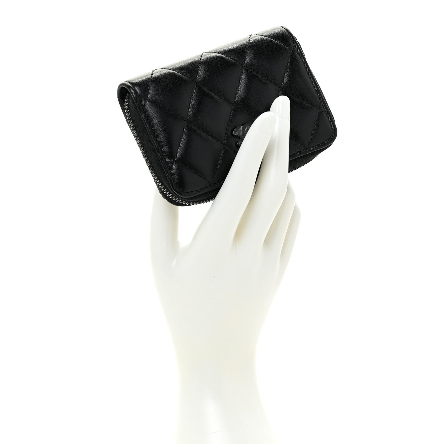 Lambskin Quilted Zip Coin Purse So Black