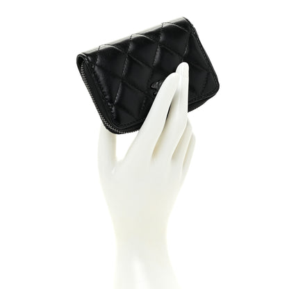 Chanel Lambskin Quilted Zip Coin Purse So Black 2 of 15