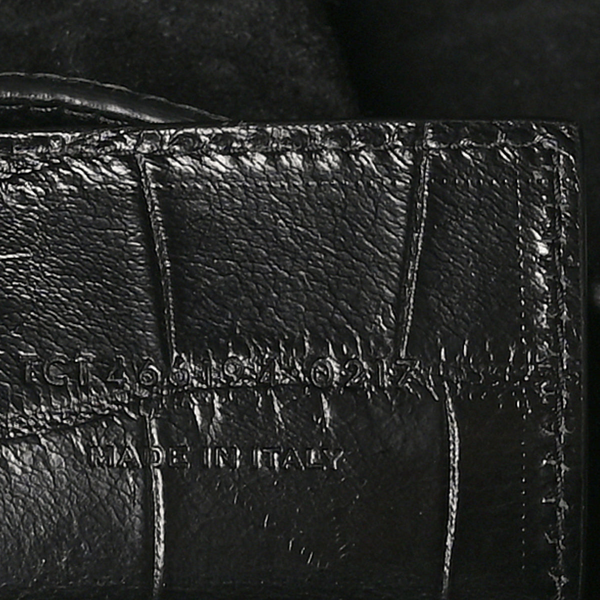 Calfskin Crocodile Embossed Large Shopper Tote Black