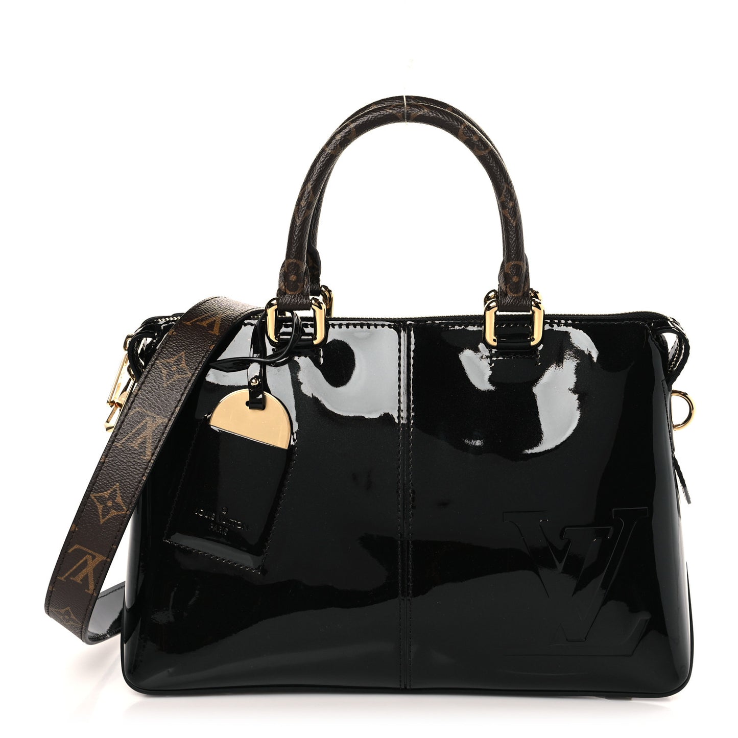 Patent Calfskin Miroir Tote Black