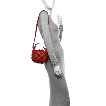 Bottega Veneta Lambskin Intreccio Small Helmet Bag China Red 2 of 10