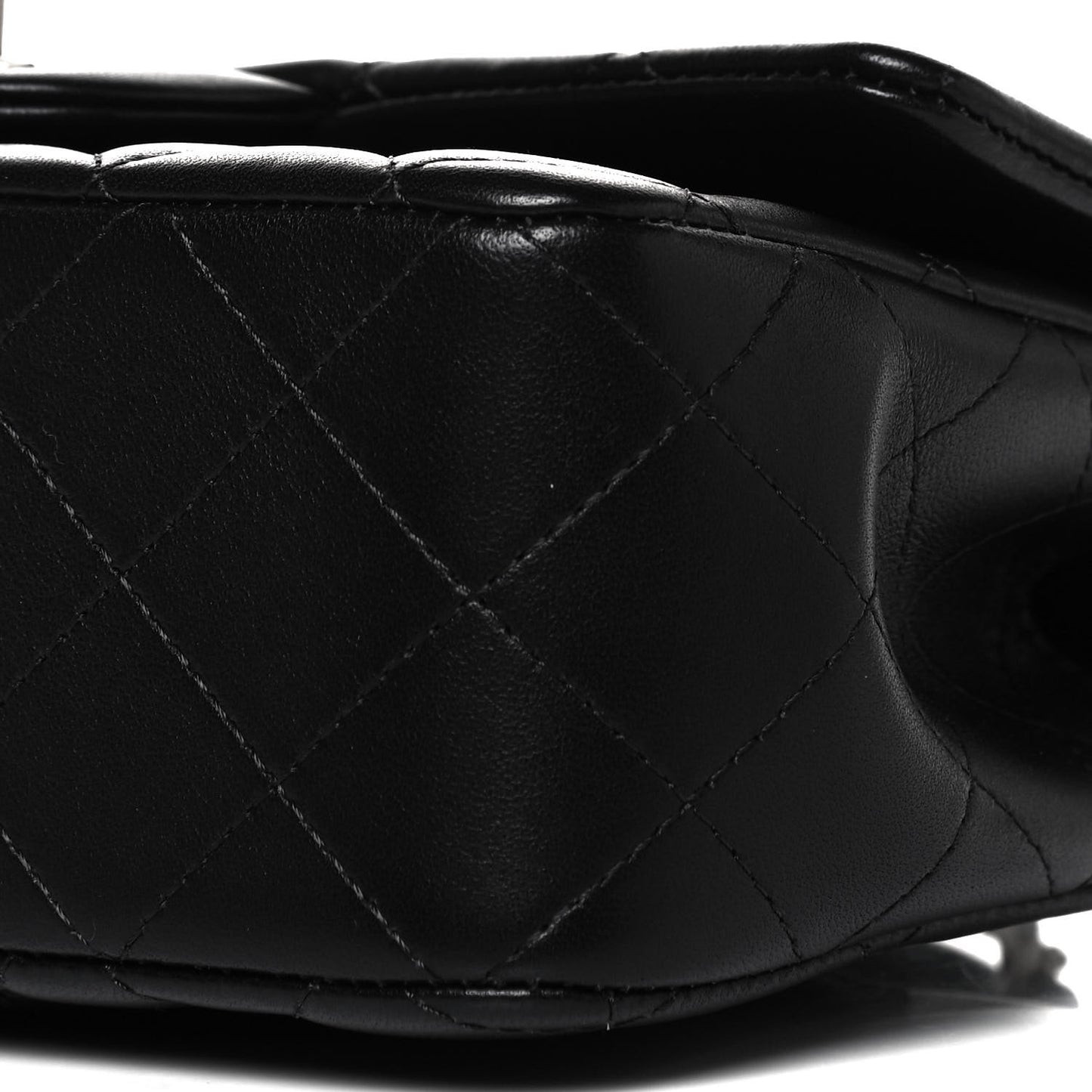 Lambskin Quilted Mini Top Handle Rectangular Flap Black