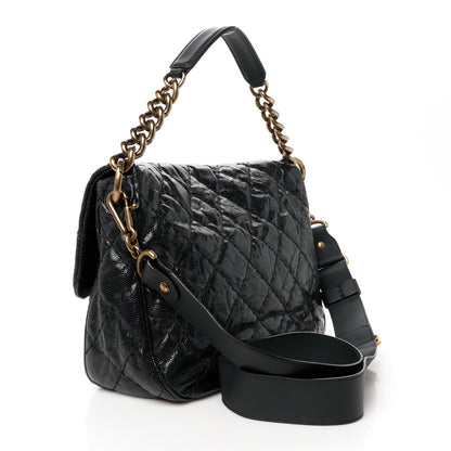 Chanel Crumpled Grained Calfskin Medium Coco Pleats Messenger Flap Black 3 of 11