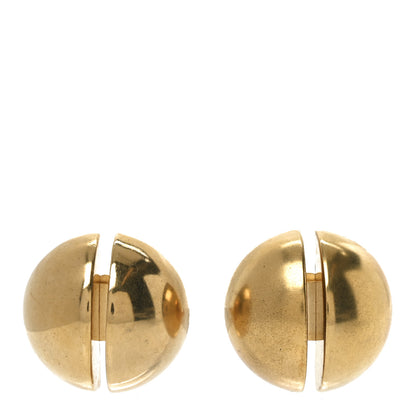 Saint Laurent Brass Double Half Ball Clip On Earrings Gold 1 of 4