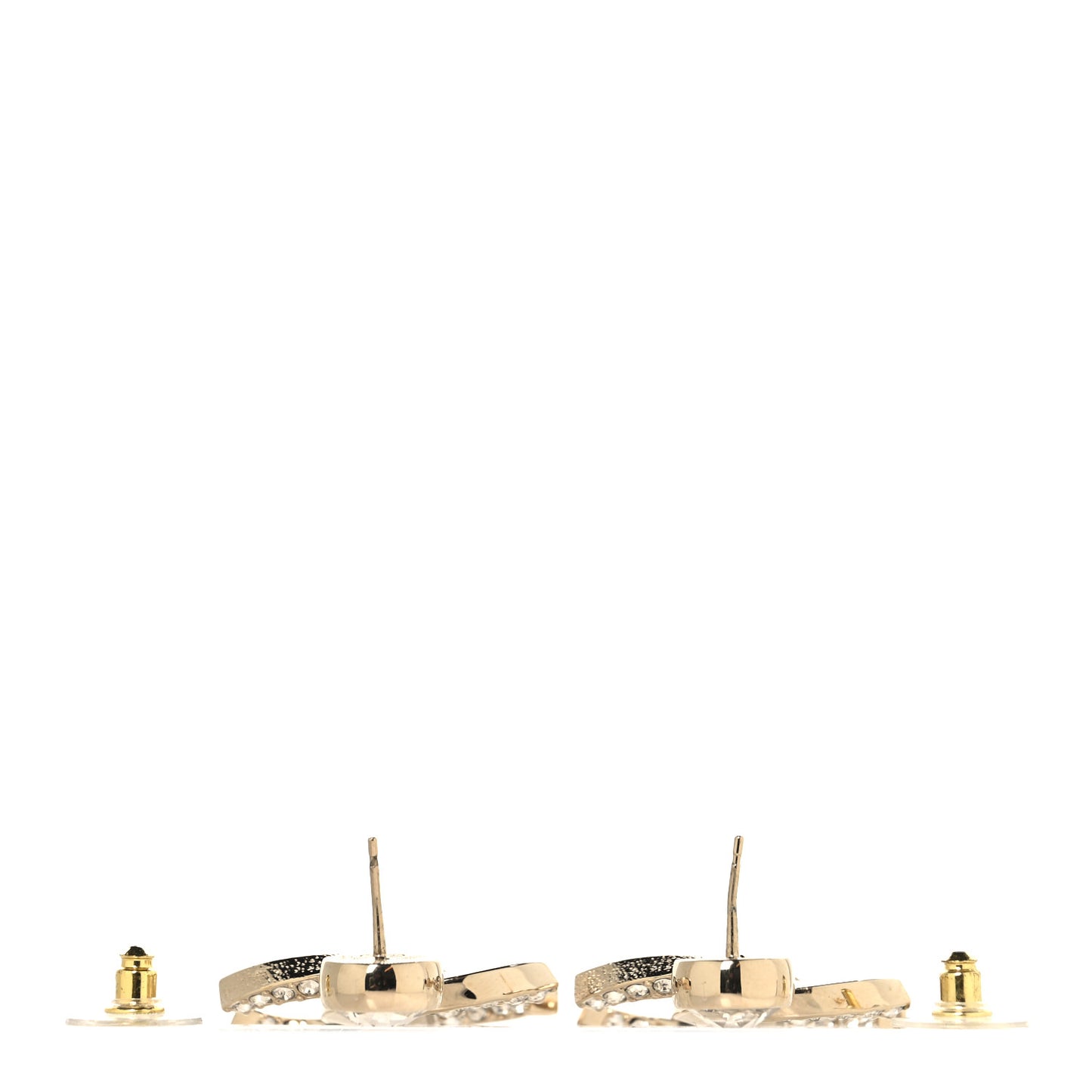 Crystal CC Circle Drop Earrings Gold