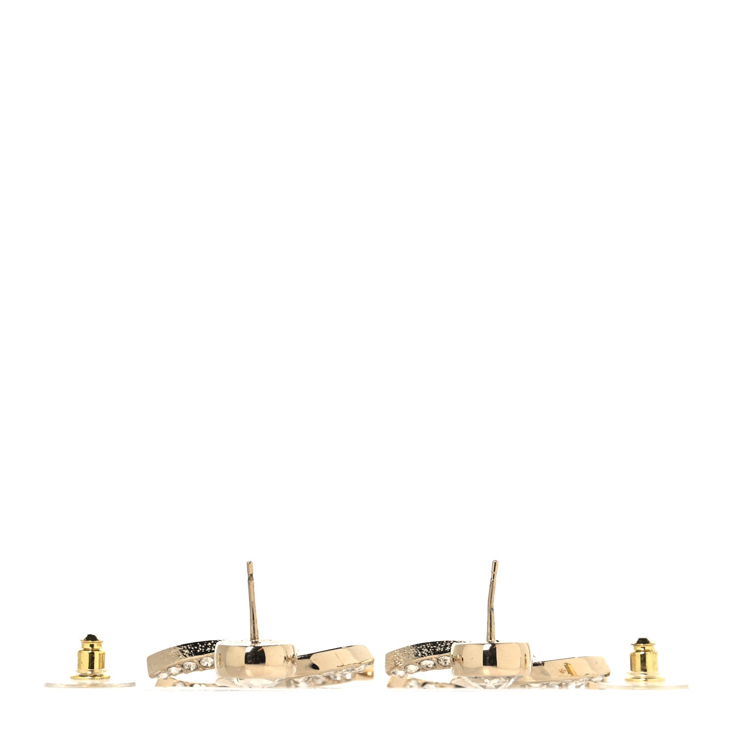 Chanel Crystal CC Circle Drop Earrings Gold 3 of 4
