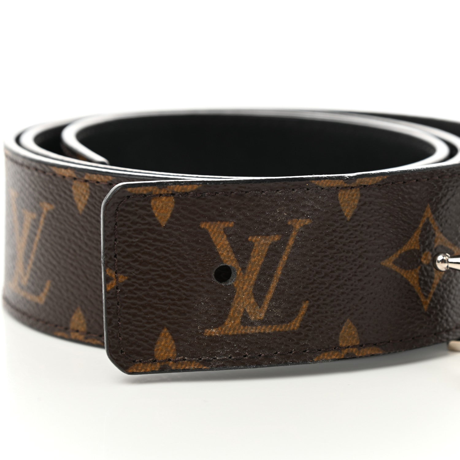 Louis Vuitton Monogram Macassar LV Initiales Reversible Belt 85 34 Black 6 of 7