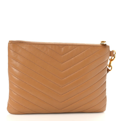 Saint Laurent Calfskin Matelasse Chevron Monogram A5 Wristlet Cork 3 of 8