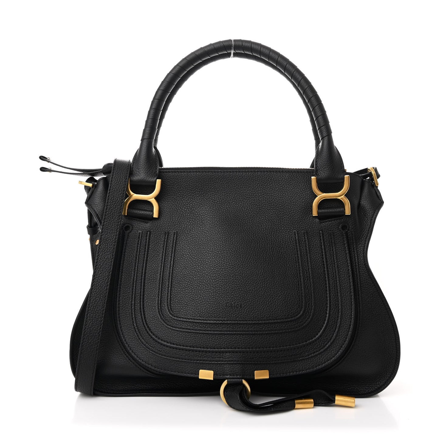 Calfskin Braided Medium Marcie Double Carry Black