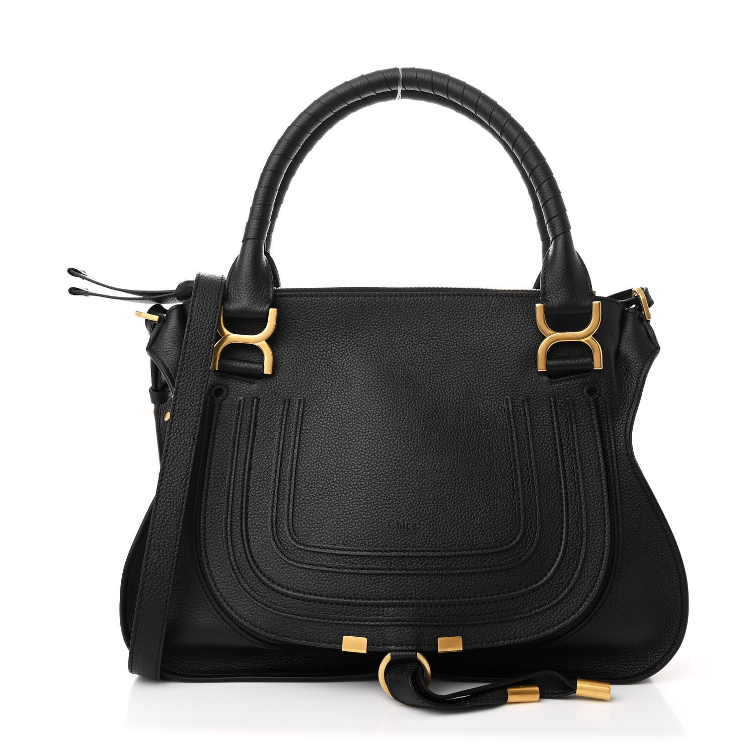 Chloe Calfskin Braided Medium Marcie Double Carry Black 1 of 10
