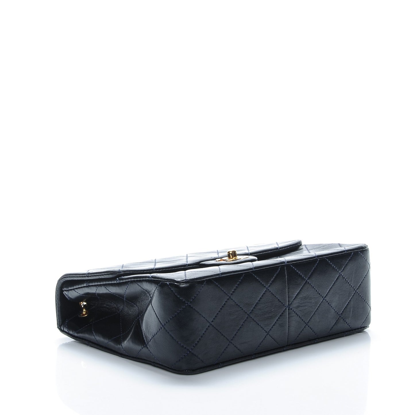 Lambskin Quilted Small Flap Navy