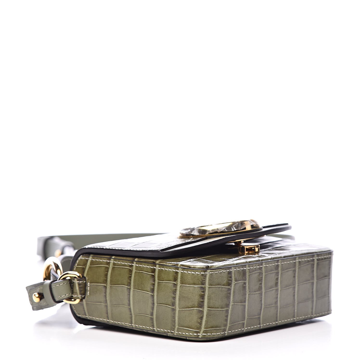 Chloe Calfskin Crocodile Embossed Mini C Double Carry Misty Forest 4 of 10