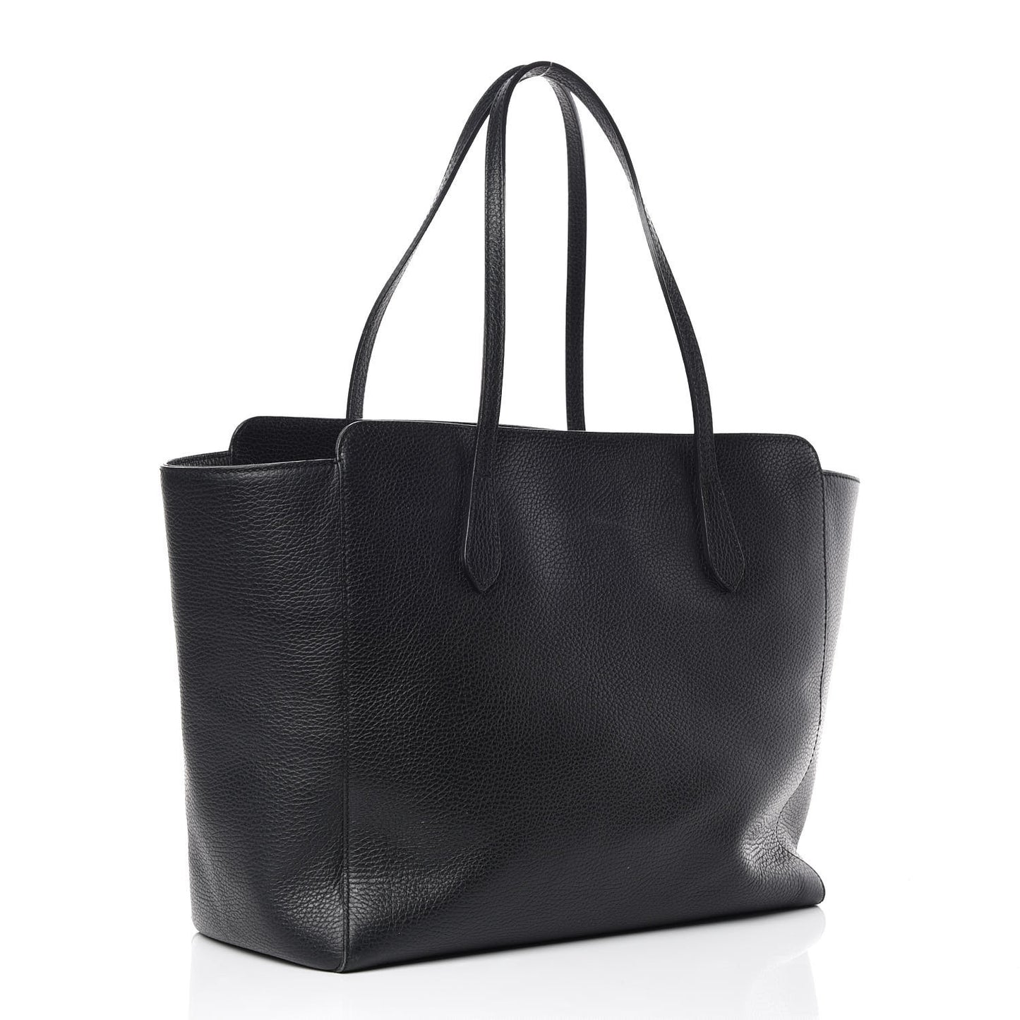Pebbled Calfskin Medium Swing Tote Black