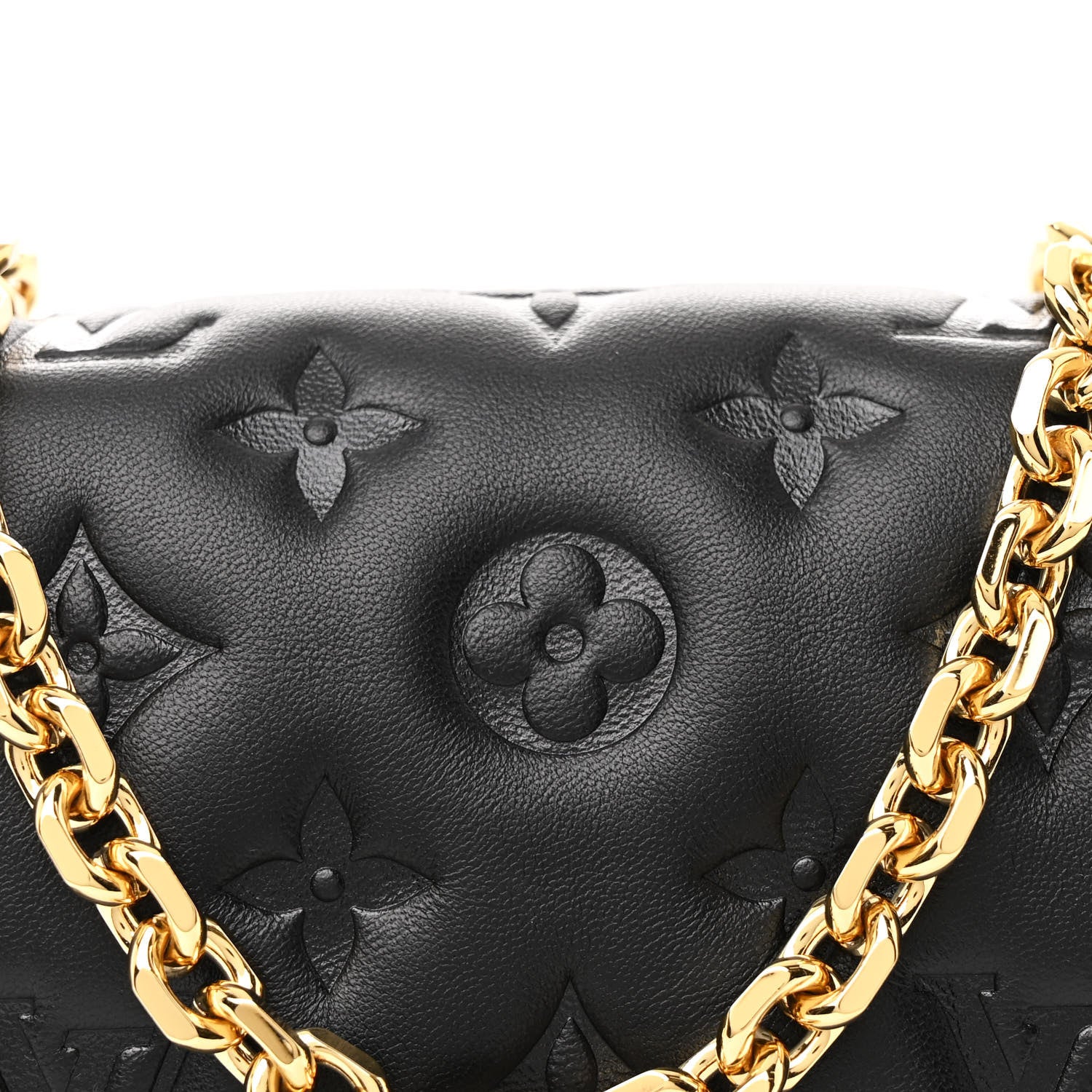 Louis Vuitton Lambskin Embossed Monogram Pochette Coussin Black 8 of 10