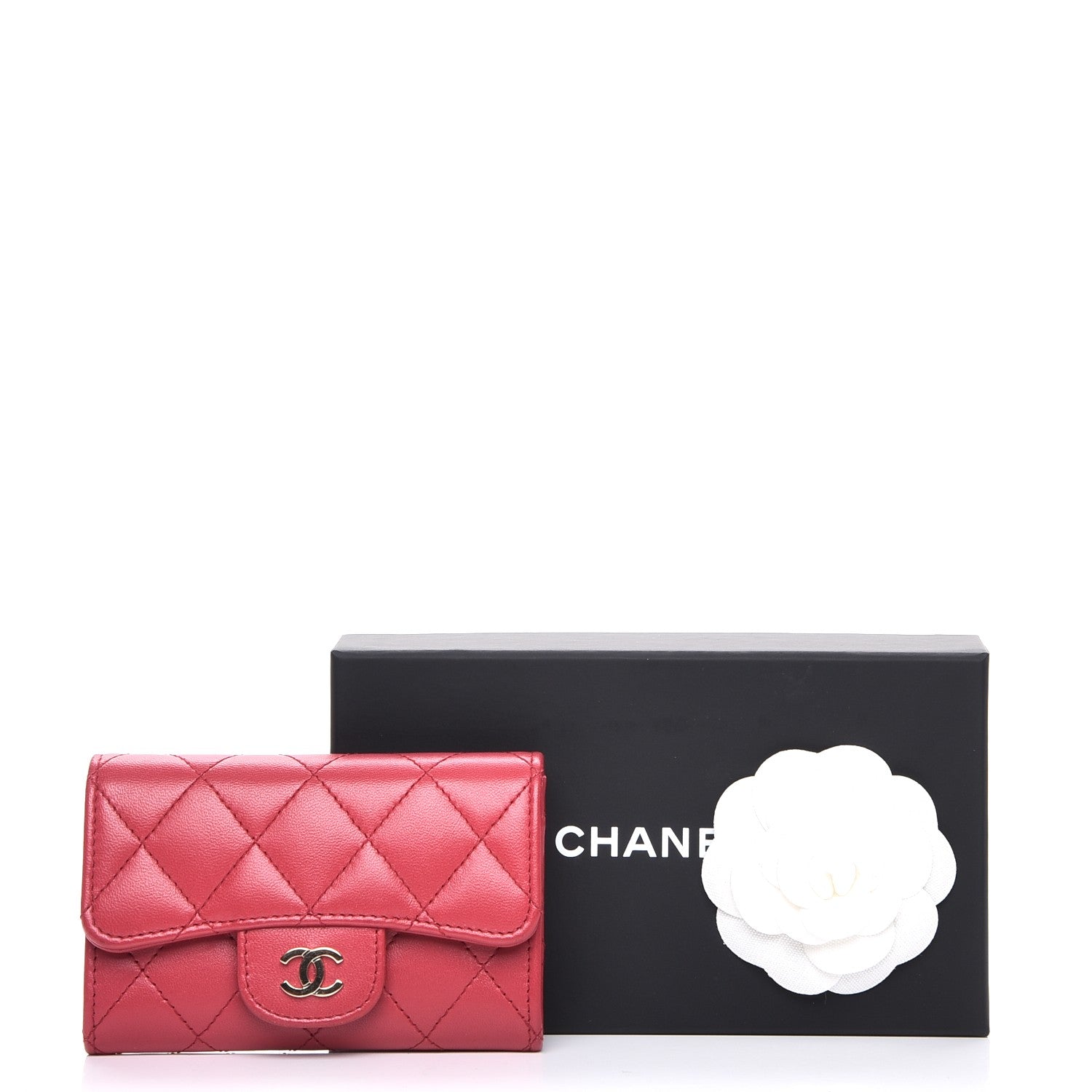 Chanel Lambskin Quilted Flap Card Holder Dark Pink 9 of 9