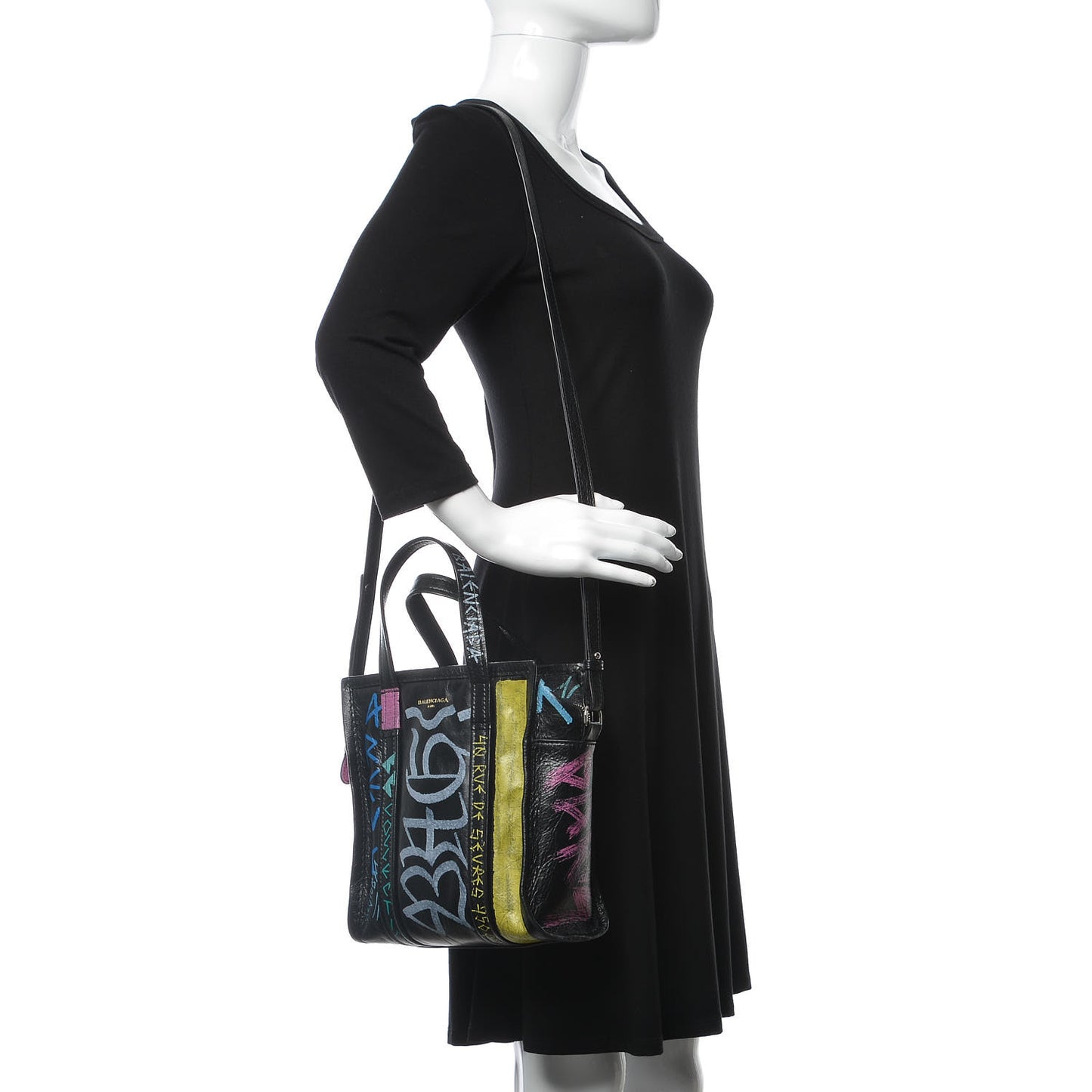 Agneau Arena Graffiti All Over XS Bazar Shopper Tote Black Multicolor