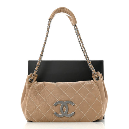 Chanel Lambskin Contrast Stitch Surpique Accordion Flap Beige 11 of 11