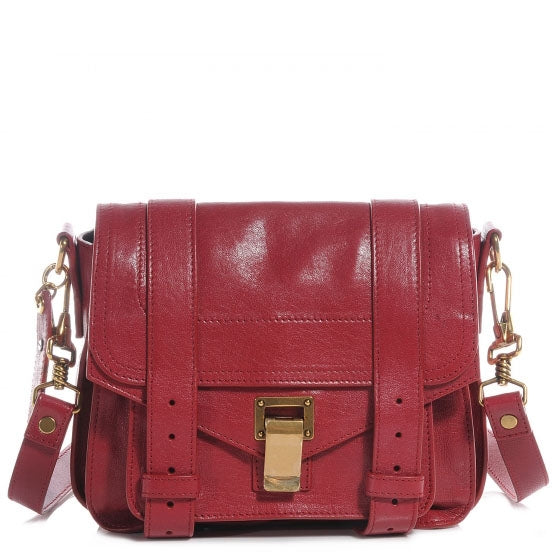 Proenza Schouler Leather PS1 Mini Pouch Messenger Bag Burgundy 1 of 8