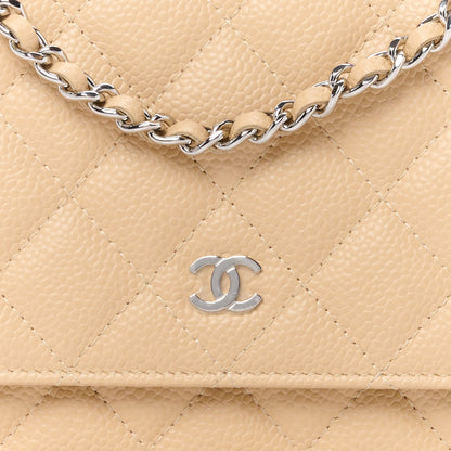 Chanel Caviar Quilted Wallet on Chain WOC Beige 9 of 12