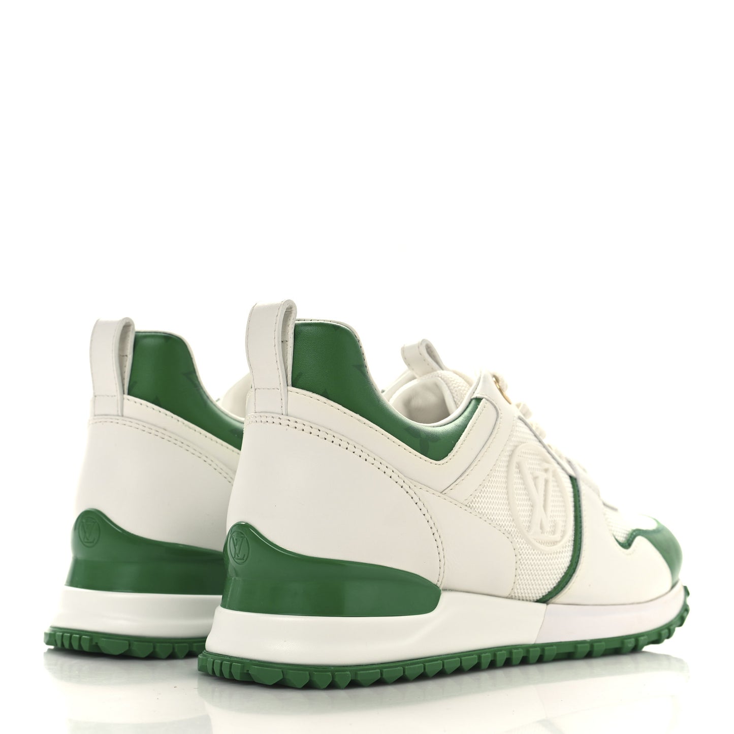 Calfskin Monogram Run Away Sneakers 36 White Green