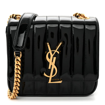 Saint Laurent Patent Calfskin Matelasse Monogram Small Vicky Chain Bag Black 1 of 10