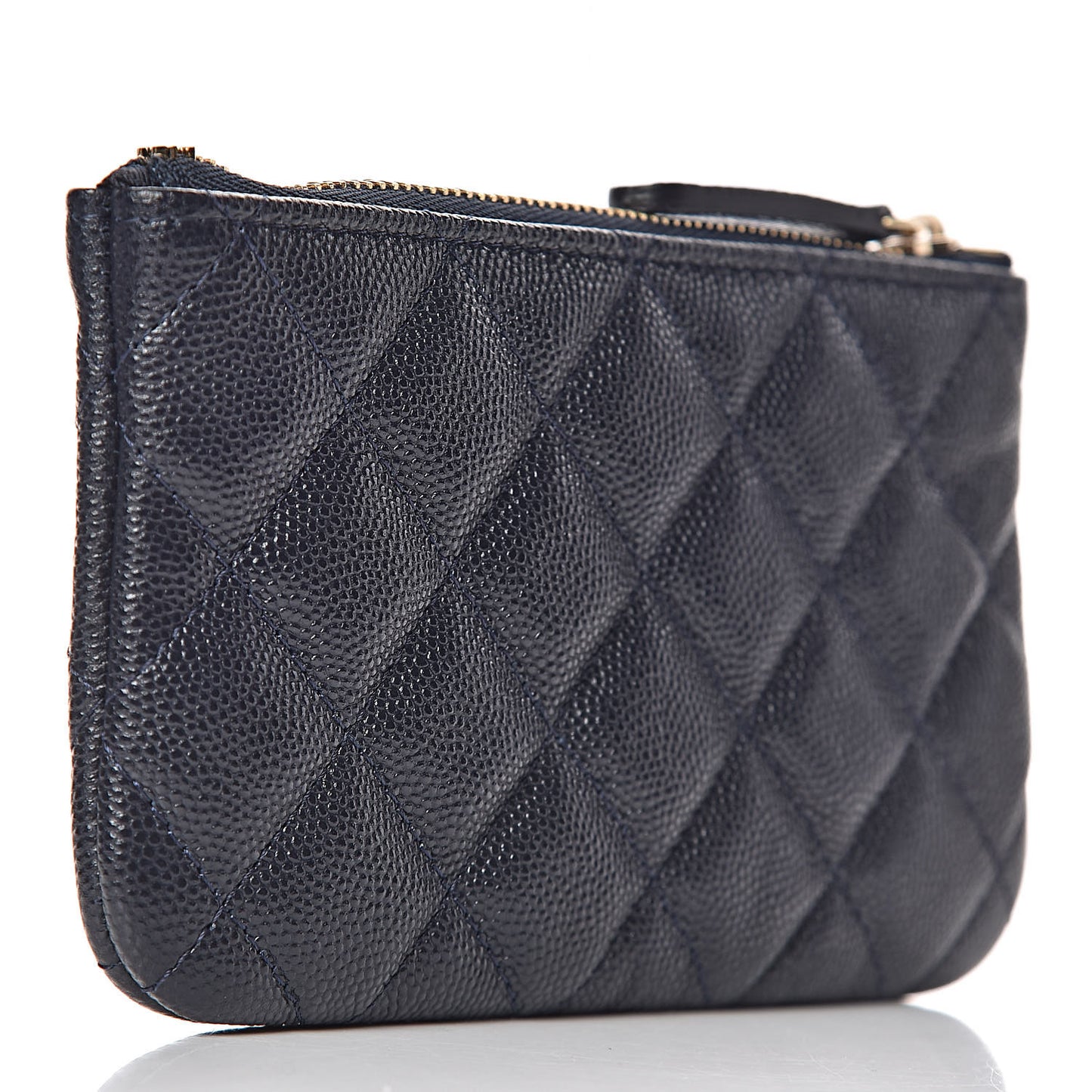 Caviar Quilted Small Cosmetic Case Navy Blue