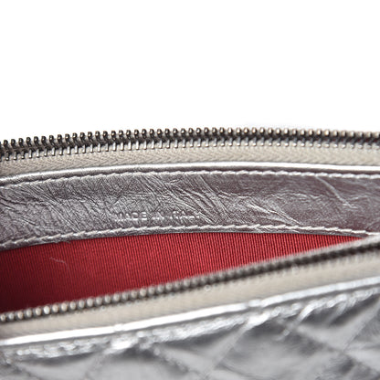 Chanel Metallic Lambskin Calfskin Quilted Small Gabrielle Clutch With Chain Silver 10 of 14