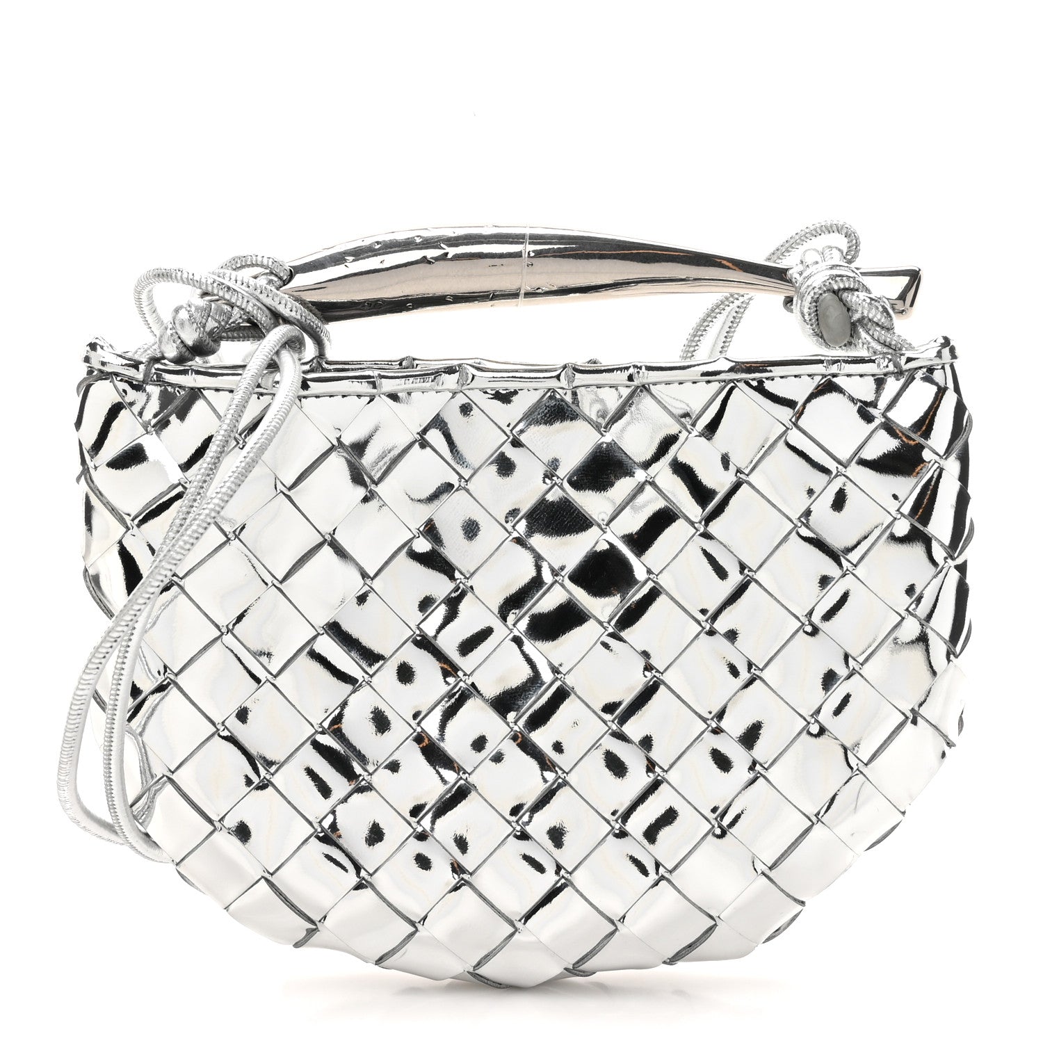 Bottega Veneta Mirror Laminated Nappa Intrecciato Mini Sardine Bag Silver 1 of 8