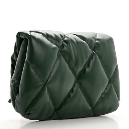 Balenciaga Nappa Calfskin Quilted Touch B Puffy Clutch Forest Green 3 of 9
