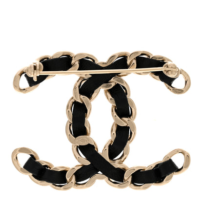 Chanel Lambskin Chain CC Brooch Black Gold 3 of 4