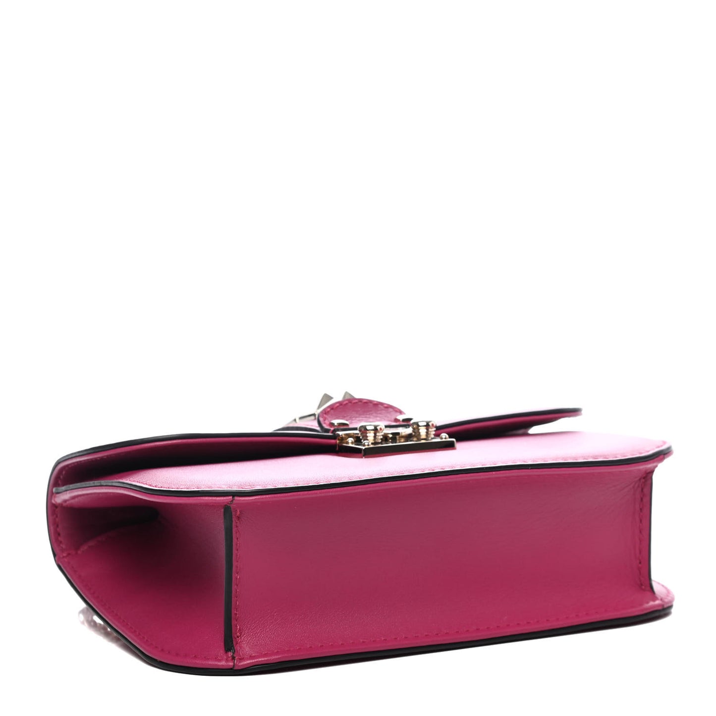 Vitello Small Glam Lock Rockstud Flap Deep Cyclamin