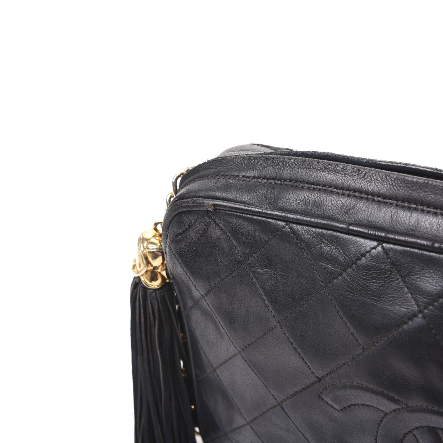Chanel Lambskin Quilted CC Tassel Camera Case Black 12 of 13