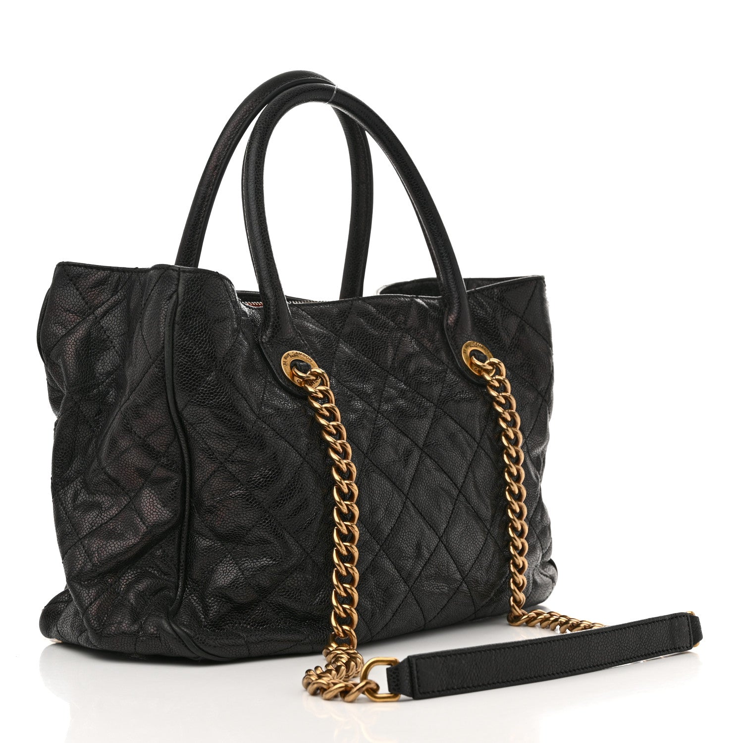 Chanel Glazed Caviar Quilted Small Shiva Tote Black 3 of 11