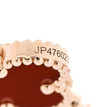 Van Cleef & Arpels 18K Rose Gold Carnelian 5 Motifs Guilloche Vintage Alhambra Bracelet 5 of 6