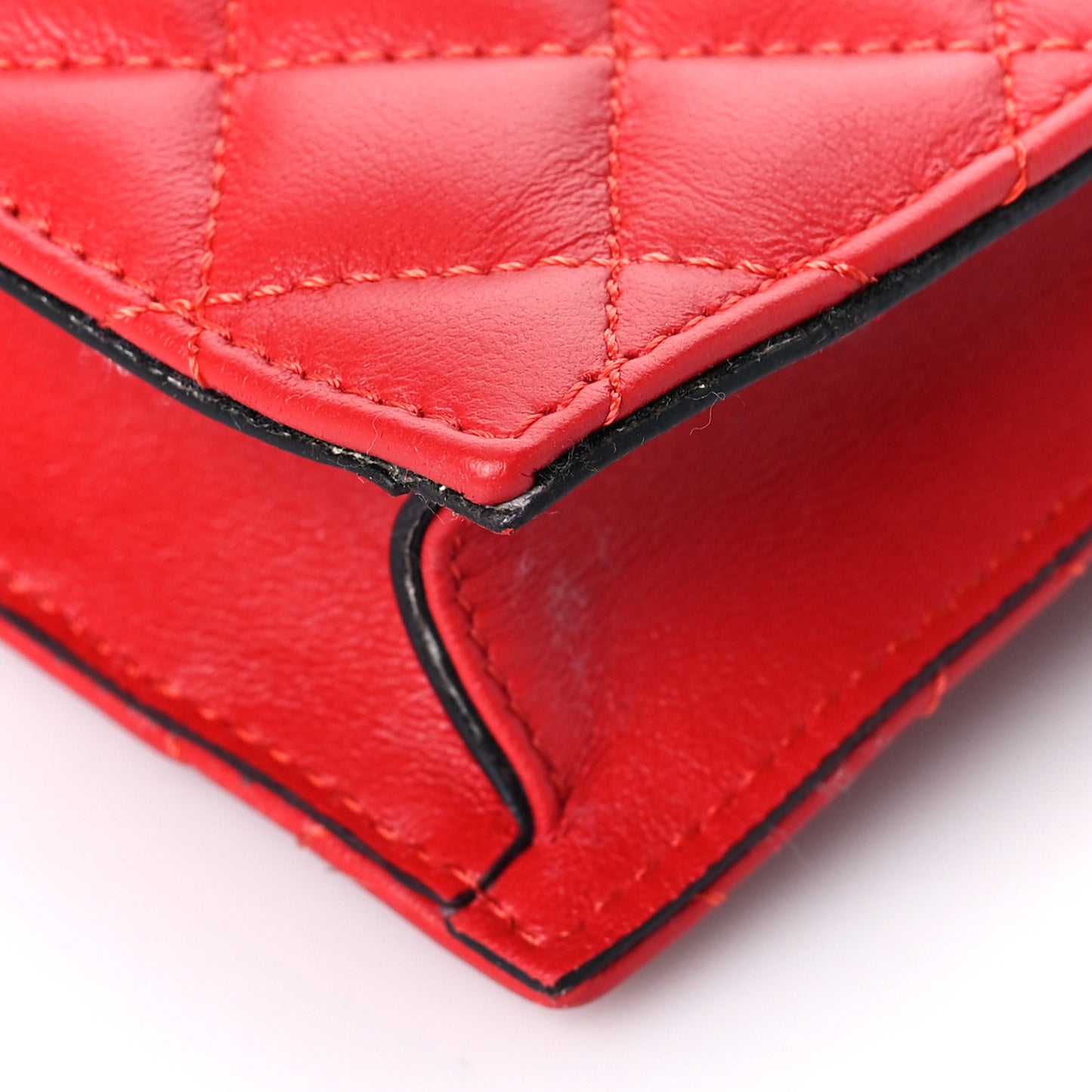 Calfskin Quilted Small Tribute Icon Pouch Red