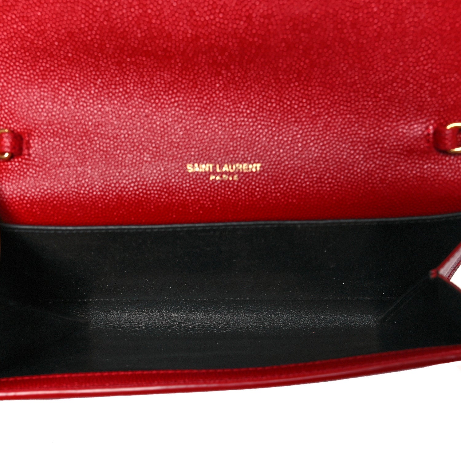 Saint Laurent Grain De Poudre Uptown Chain Wallet Red 5 of 10