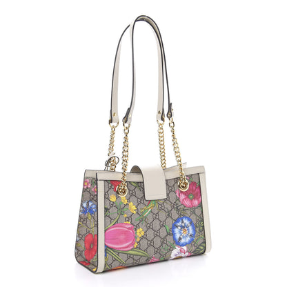 Gucci GG Supreme Monogram Flora Textured Calfskin Small Padlock Tote Beige Ebony Multicolor Mystic White 3 of 10