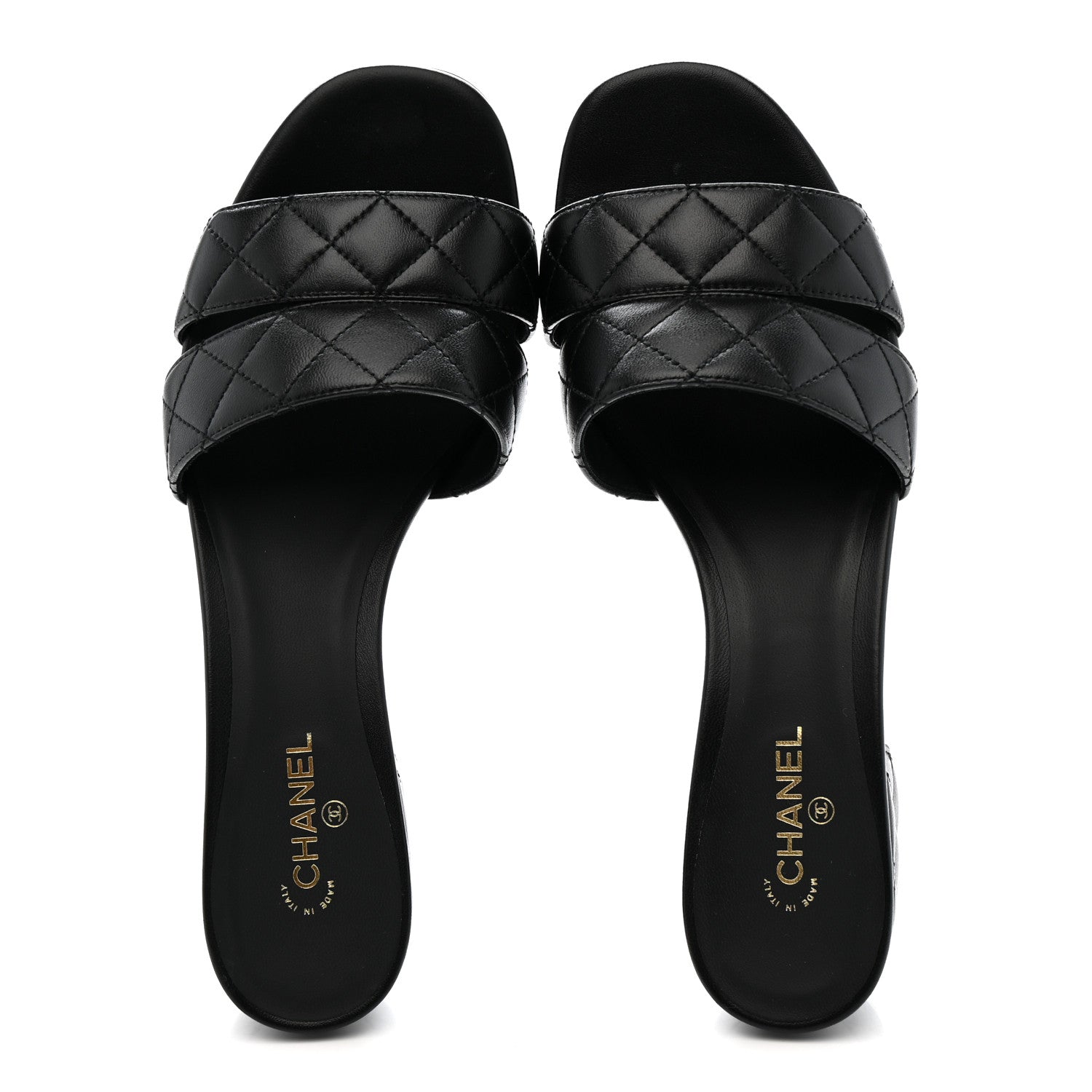 Chanel Lambskin Quilted CC Mules Sandals 39 Black 2 of 10