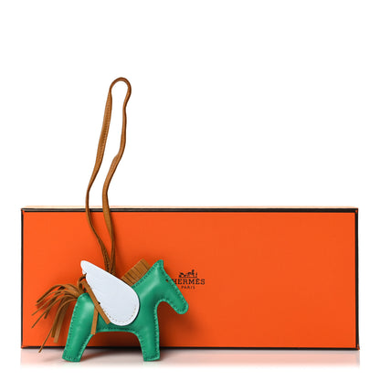 Hermes Milo Lambskin Grigri Rodeo Pegase Horse Bag Charm PM Menthe Sesame Bleu Brume 5 of 5