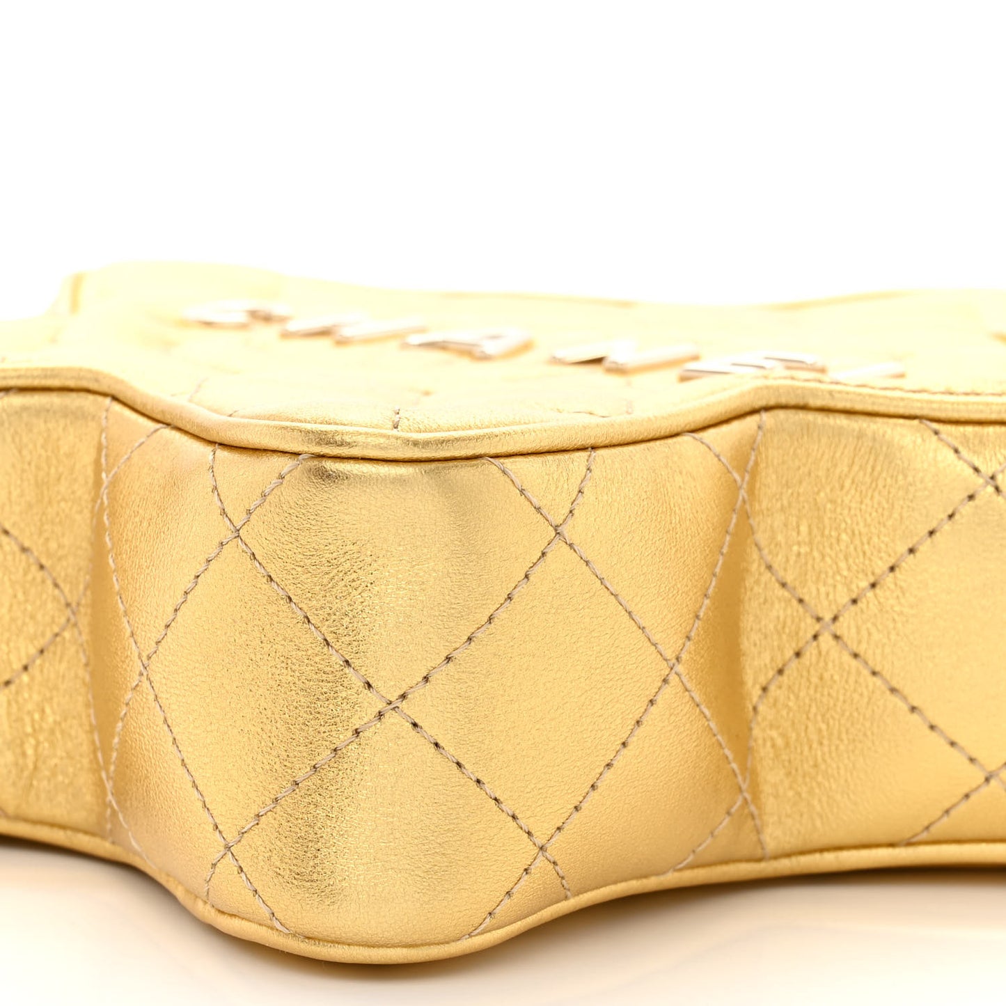 Metallic Lambskin Quilted Walk Of Fame Star Bag Gold