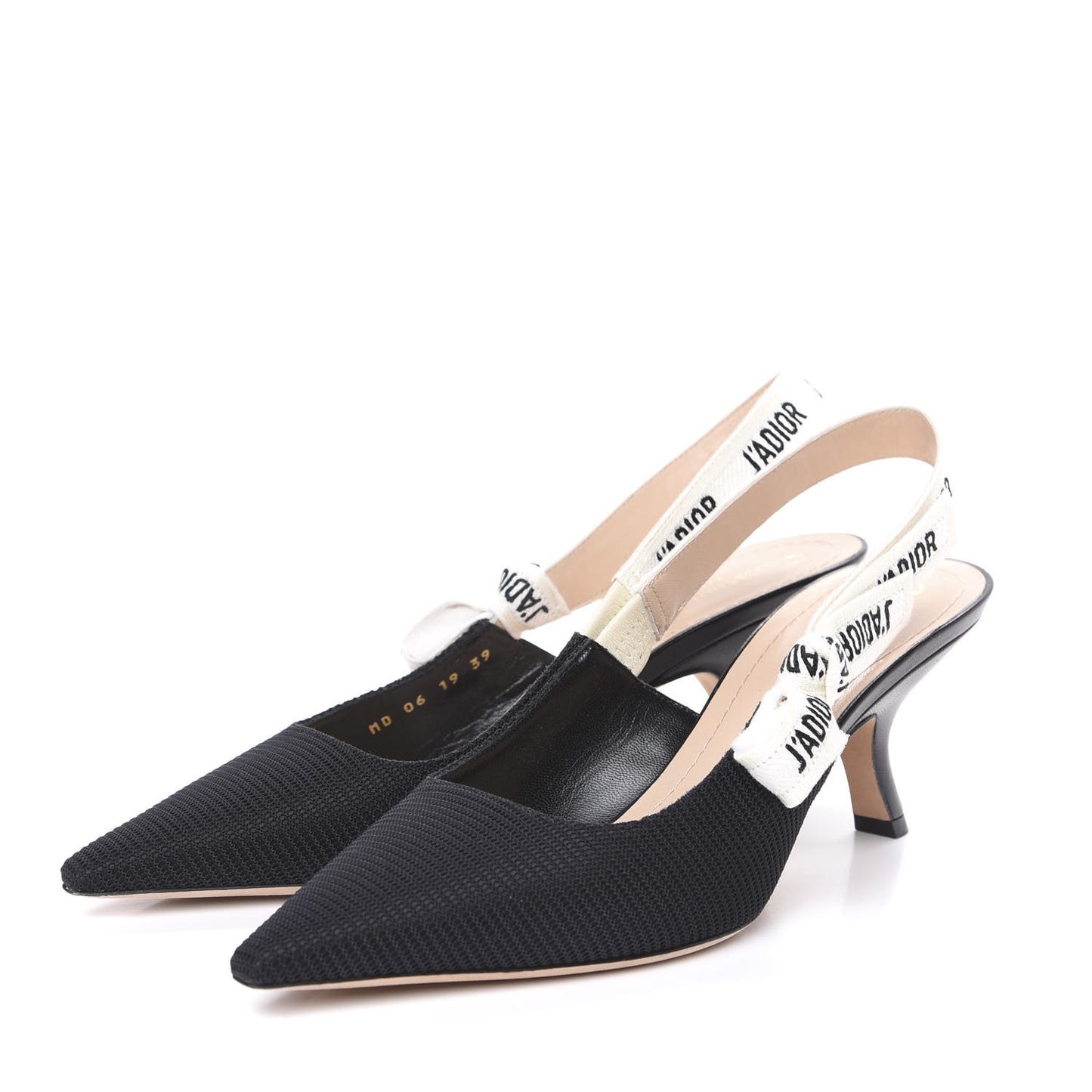 Technical Canvas Ribbon J Adior Slingback 65mm Pumps 39 Black