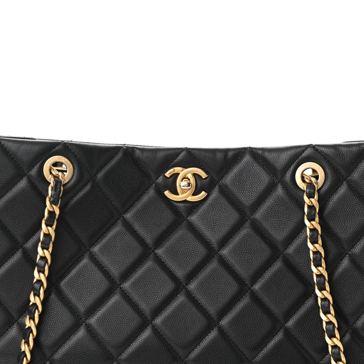 Caviar Quilted Sweet Classic Shopping Tote Black