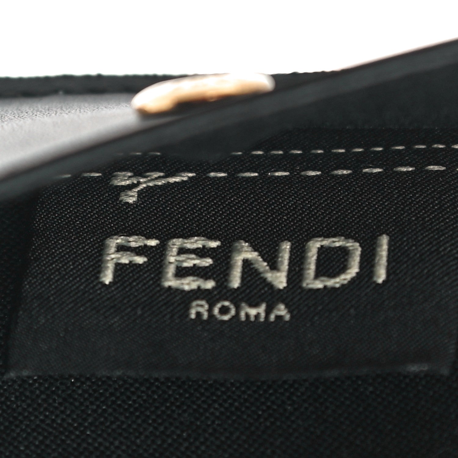 Fendi Vitello King Tamponato Logo Embossed Fold Over Card Holder Wallet Black 8 of 11