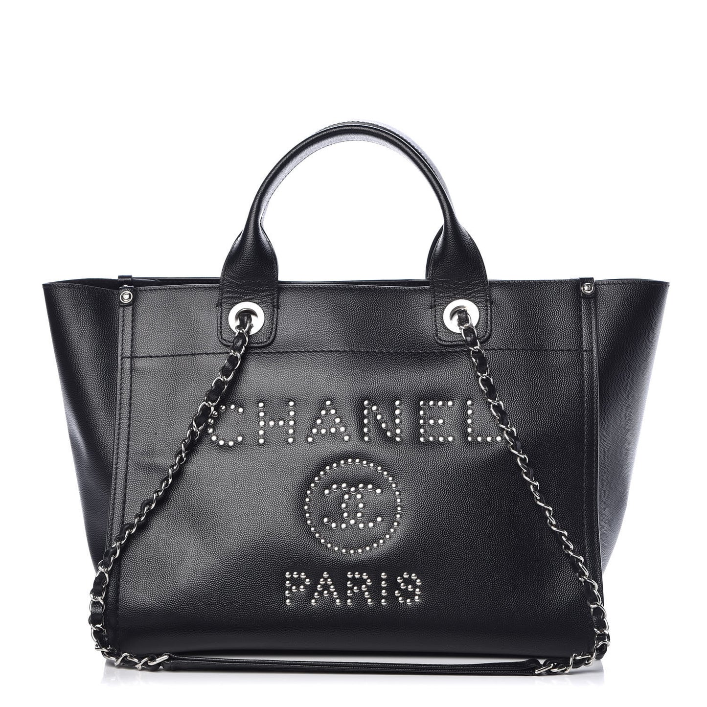 Caviar Small Studded Deauville Tote Black