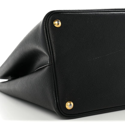 Prada Saffiano Cuir Large Double Bag Black Fuoco 8 of 14