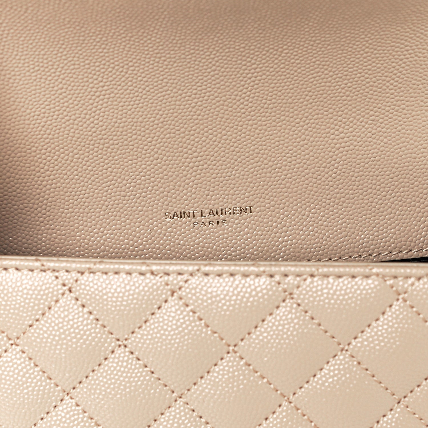Saint Laurent Grain De Poudre Textured Mixed Matelasse Medium Triquilt Monogram Satchel Dark Beige 6 of 12