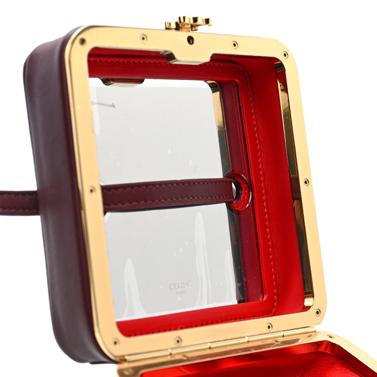 Celine Supple Calfskin Cube Frame Bag Syrah 7 of 10