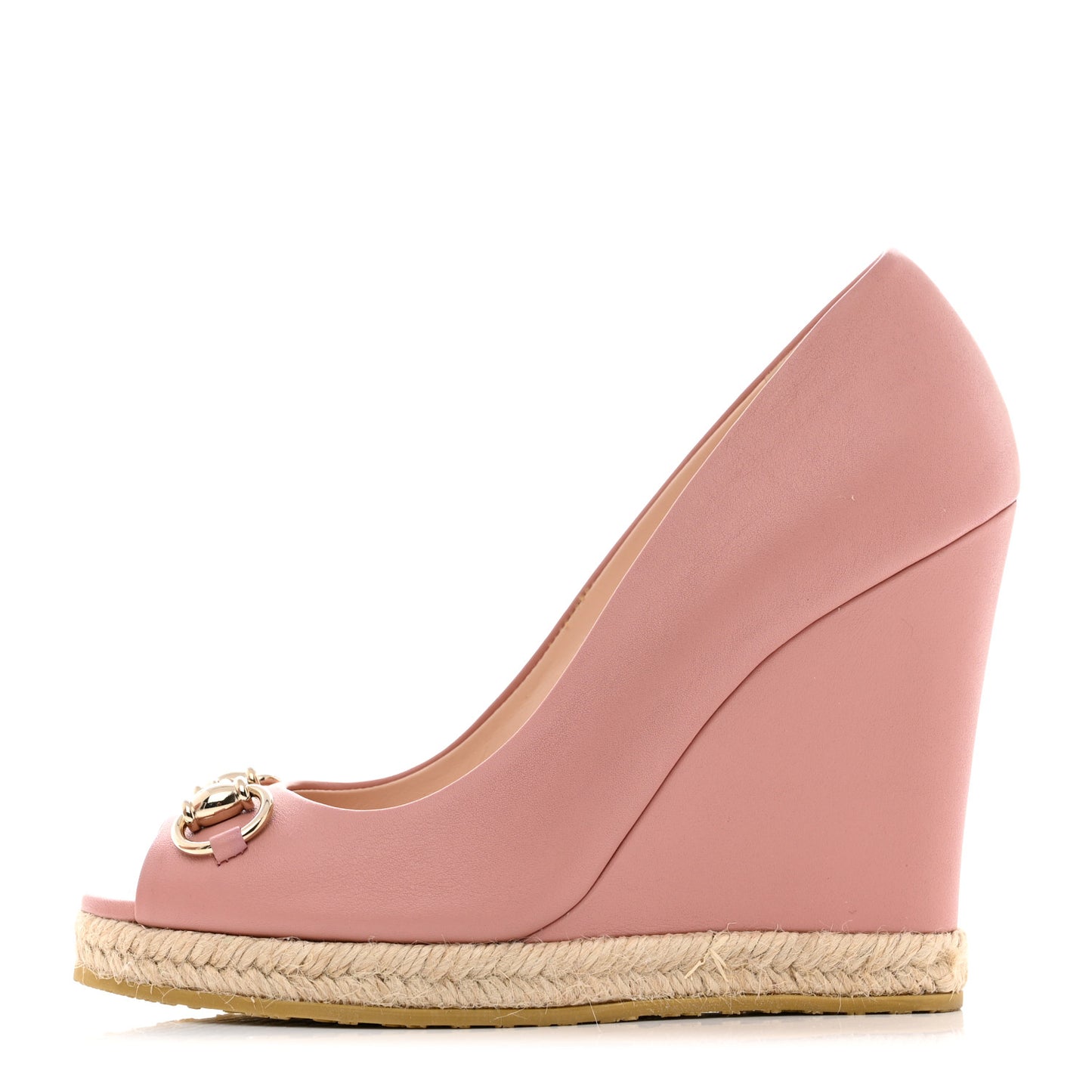Miro Soft Calfskin Horsebit Wedges 36.5 Soft Pink